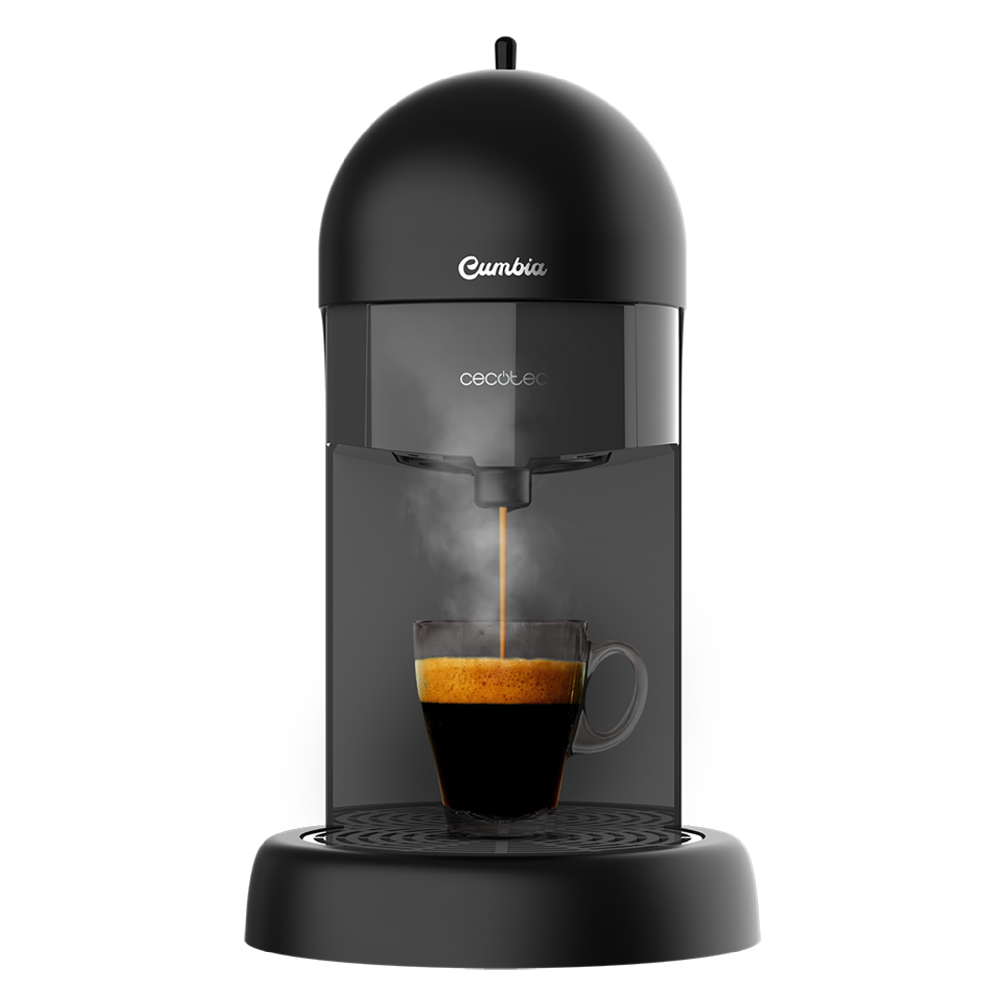 Macchina da caffè Cumbia Capricciosa Black. 19 bar di pressione, adatta per caffè macinato e cialde monodose ESE, serbatoio d'acqua 600 ml, filtro lavabile in lavastoviglie