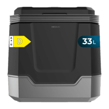 Bolero TravelCooling 33L D Mini-réfrigérateur portable de 33 L, fonctionnement de 12 V - 220 V, compatible avec les voitures et les caravanes, fonctions de refroidissement et de chauffage, intervalle de température de 8 ºC à 65 °C, mousse isolante PU et classe énergétique D.