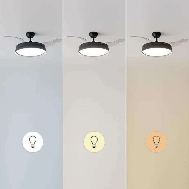 EnergySilence Aero 4280 Invisible Black. Ventilador de Techo con Aspas Retráctiles y Lámpara, 40 W, Diámetro 42" (106cm), Temporizador, 3 Tonos de Luz, Función Verano-Invierno