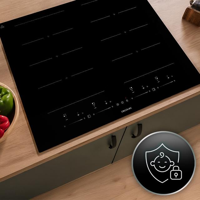 Bolero Squad I 4800 TotalFlex Piano cottura a induzione a 2 zone TotalFlex, potenza massima di 7400 W, 9 livelli con funzione Booster, Timer, Spia di calore residuo, Kid Lock, Spegnimento automatico di sicurezza, Touch Slider Control.