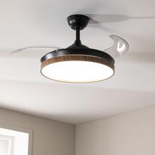 EnergySilence Aero 4320 Invisible Wood&Black Ventilatore da soffitto da 35 W, 6 velocità, pale a scomparsa, telecomando e luce LED con 3 intensità